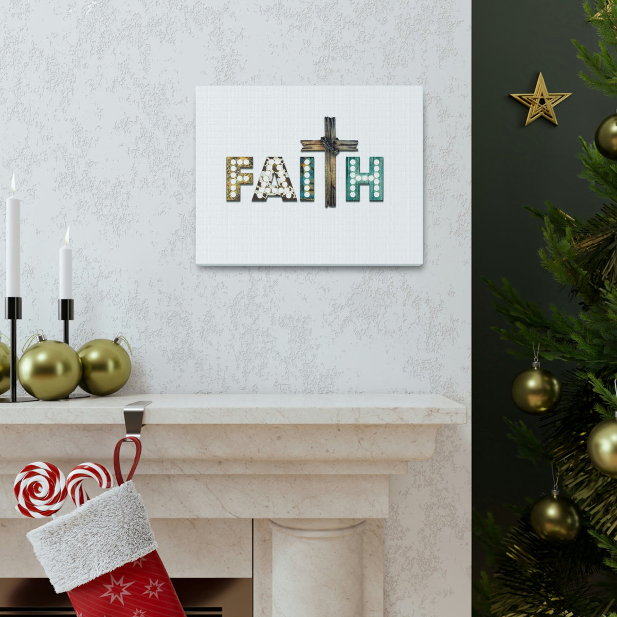 Scripture Walls Faith Hebrews 11:1 Cross Lights Christian Wall Art Bible Verse Print Ready to Hang Unframed-Express Your Love Gifts