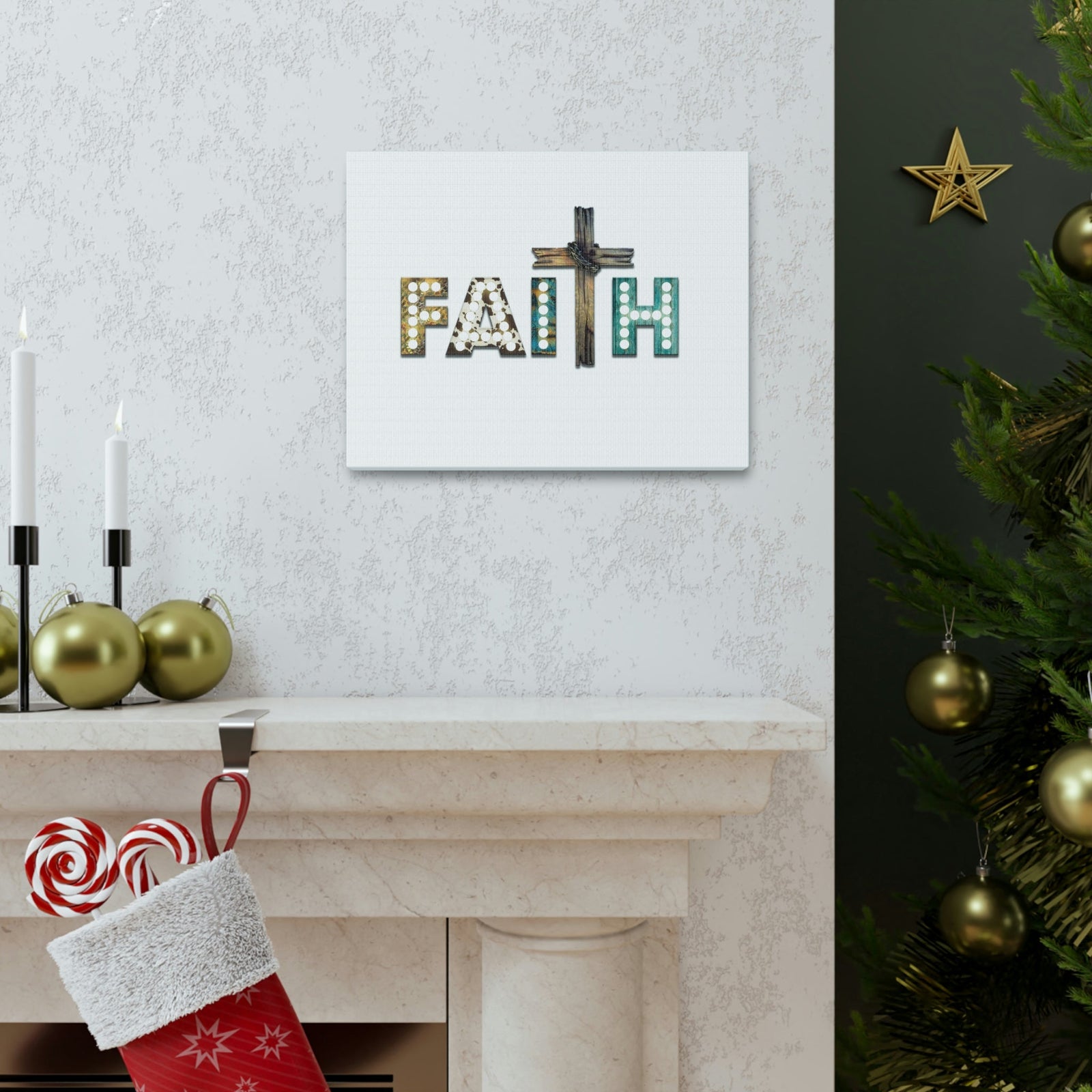 Scripture Walls Faith Hebrews 11:1 Cross Lights Christian Wall Art Bible Verse Print Ready to Hang Unframed-Express Your Love Gifts