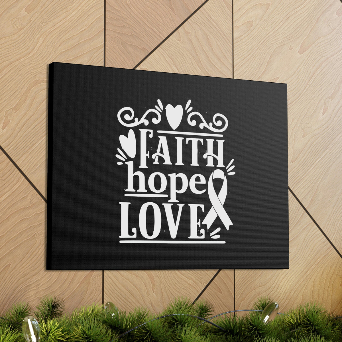 Scripture Walls Faith, Hope And Love 1 Corinthians 13:13 Ribbon & Heart Christian Wall Art Bible Verse Print Ready to Hang Unframed-Express Your Love Gifts