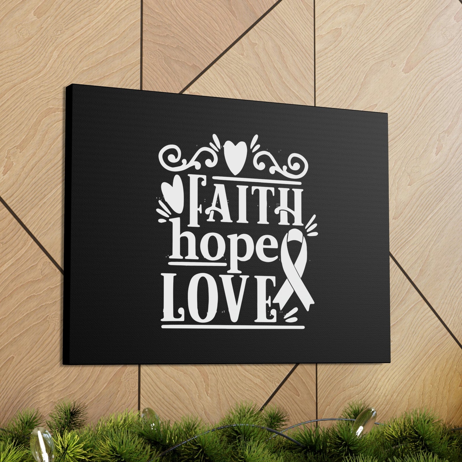 Scripture Walls Faith, Hope And Love 1 Corinthians 13:13 Ribbon & Heart Christian Wall Art Bible Verse Print Ready to Hang Unframed-Express Your Love Gifts