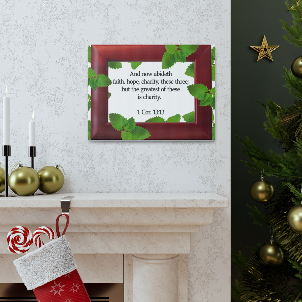 Scripture Walls Faith Hope Charity 1 Corinthians 13:13 Bible Verse Canvas Christian Wall Art Bible Verse Print Ready To Hang Unframed-Express Your Love Gifts