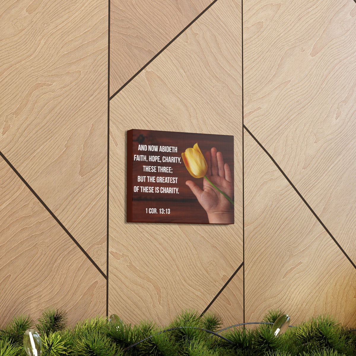 Scripture Walls Faith Hope Charity 1 Corinthians 13:13 Flower Bible Verse Canvas Christian Wall Art Bible Verse Print Ready To Hang Unframed-Express Your Love Gifts