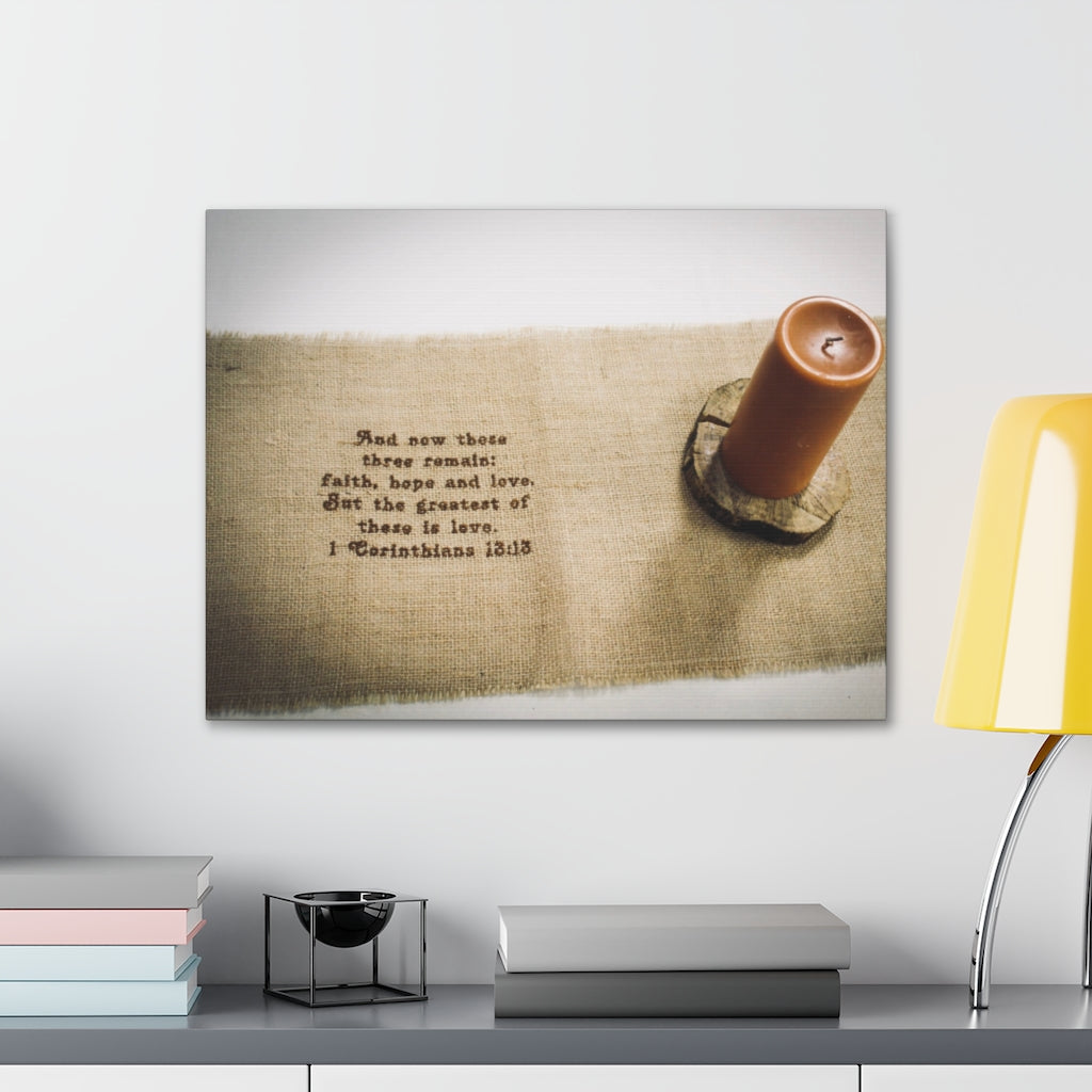 Scripture Walls Faith Hope Love 1 Corinthians 13:13 Bible Verse Canvas Christian Wall Art Ready to Hang Unframed-Express Your Love Gifts