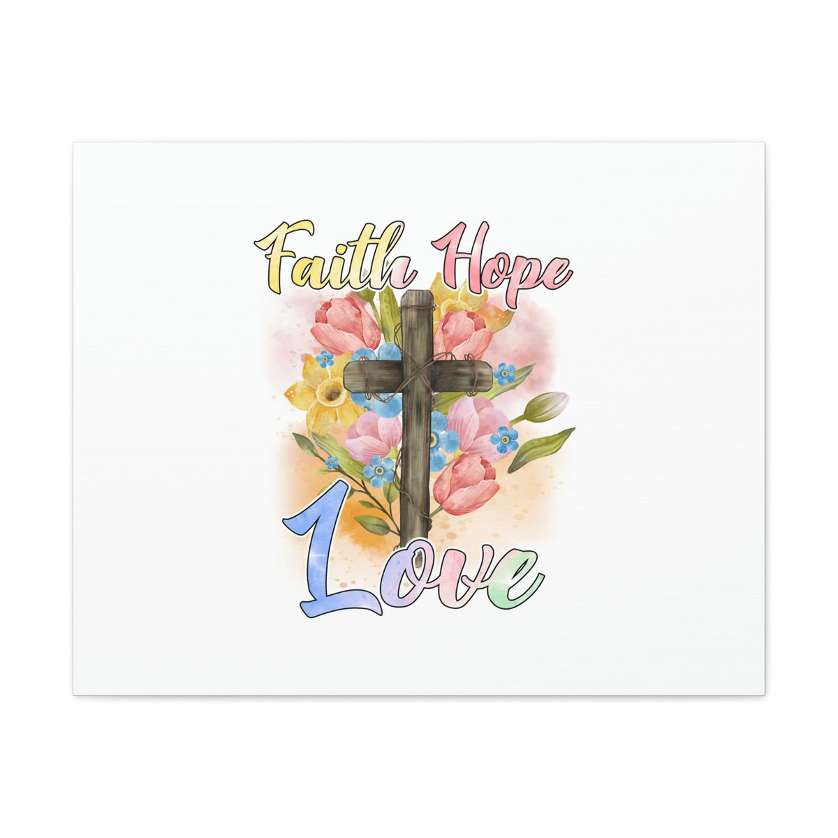 Scripture Walls Faith, Hope, Love 1 Corinthians 13:13 Cross Flowers Christian Wall Art Bible Verse Print Ready to Hang Unframed-Express Your Love Gifts