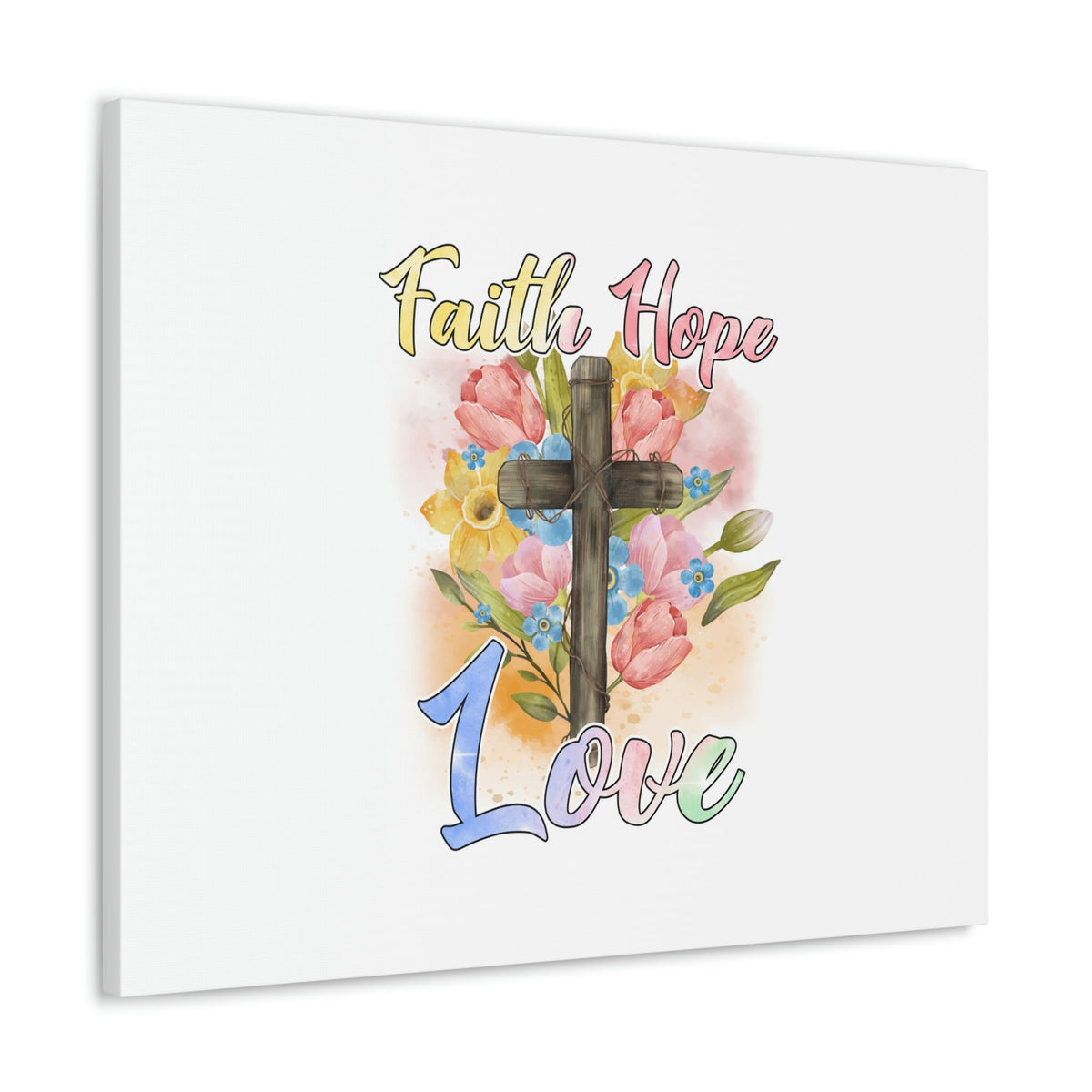 Scripture Walls Faith, Hope, Love 1 Corinthians 13:13 Cross Flowers Christian Wall Art Bible Verse Print Ready to Hang Unframed-Express Your Love Gifts