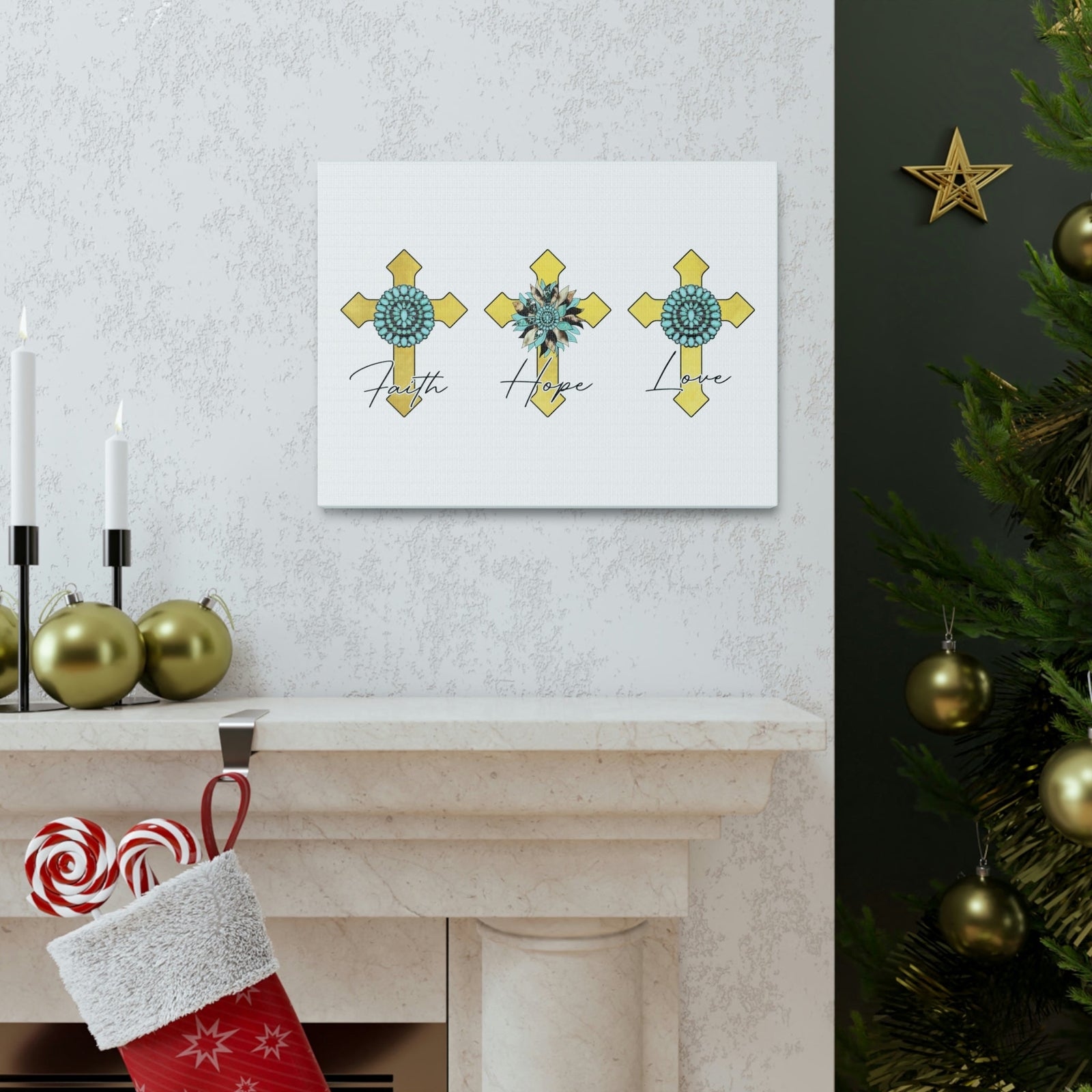 Scripture Walls Faith, Hope, Love 1 Corinthians 13:13 Crosses Christian Wall Art Bible Verse Print Ready to Hang Unframed-Express Your Love Gifts