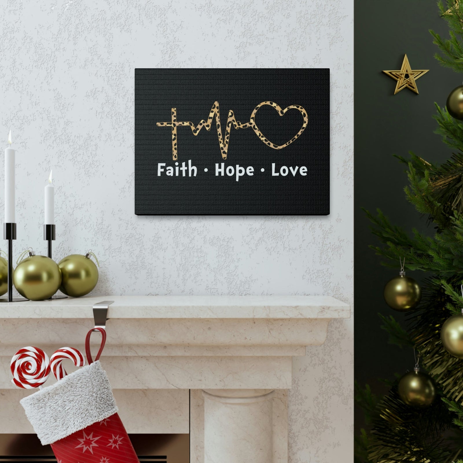 Scripture Walls Faith, Hope, Love 1 Corinthians 13:13 Heartbeart Christian Wall Art Bible Verse Print Ready to Hang Unframed-Express Your Love Gifts