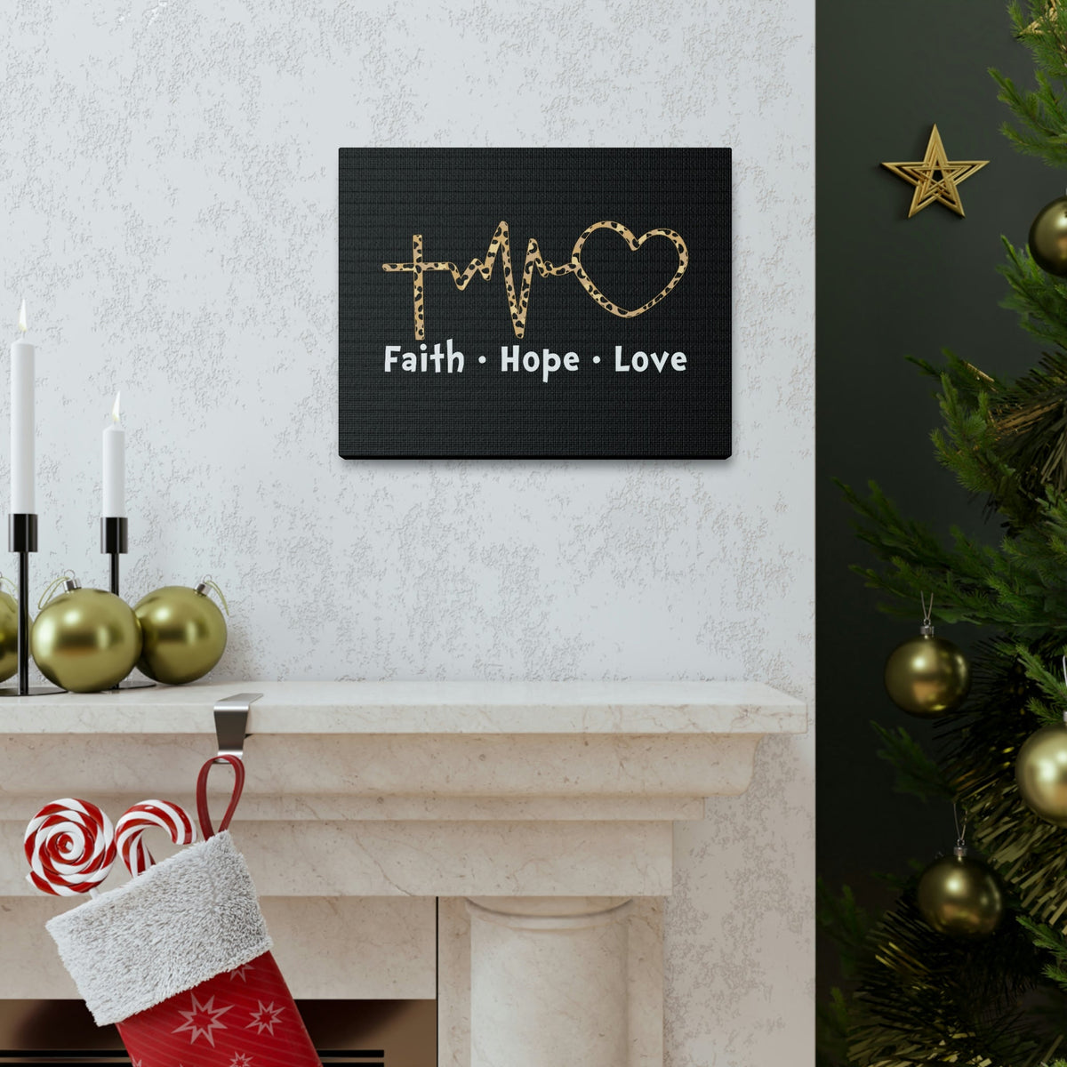 Scripture Walls Faith, Hope, Love 1 Corinthians 13:13 Heartbeart Christian Wall Art Bible Verse Print Ready to Hang Unframed-Express Your Love Gifts