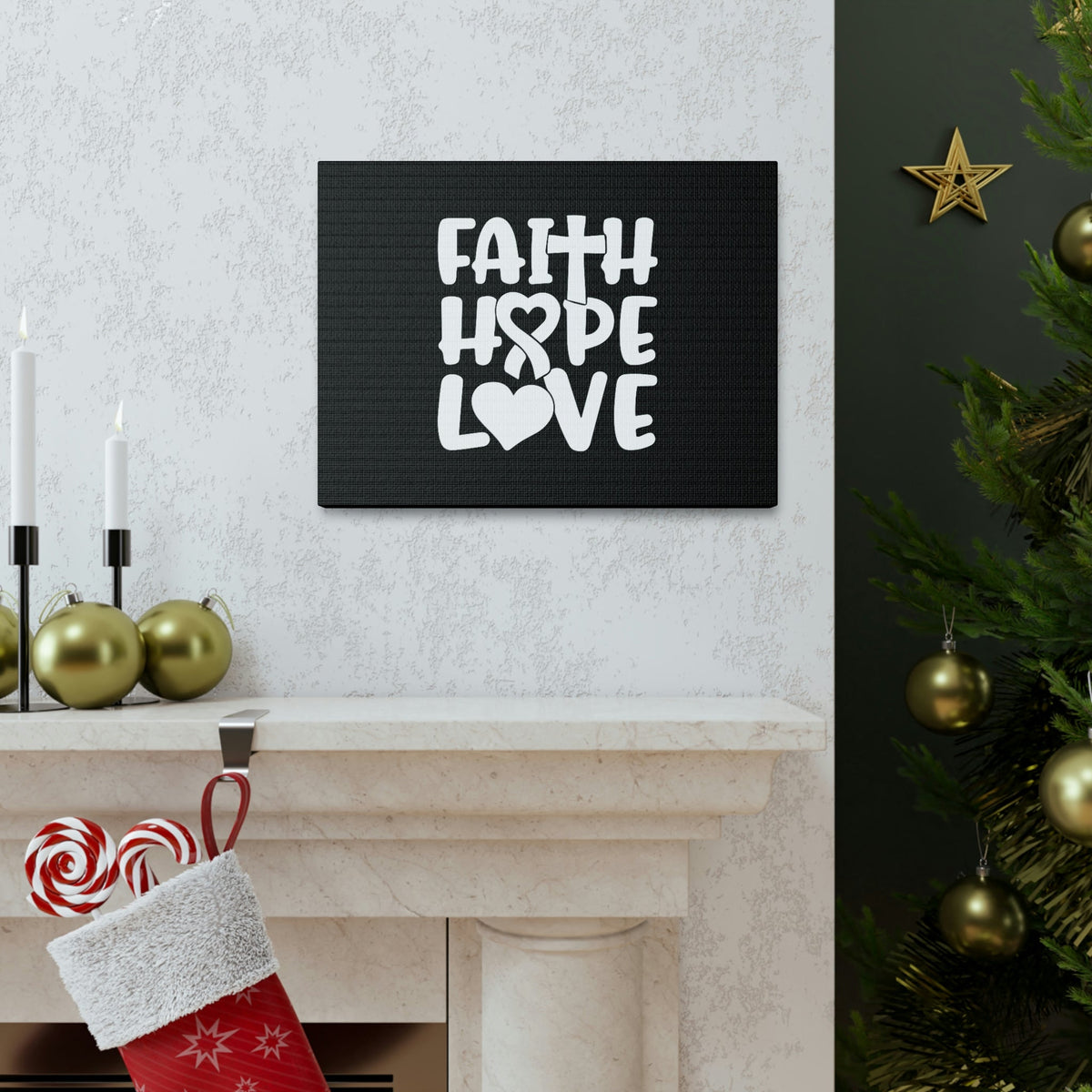 Scripture Walls Faith, Hope, Love 1 Corinthians 13:13 Ribbon Christian Wall Art Bible Verse Print Ready to Hang Unframed-Express Your Love Gifts