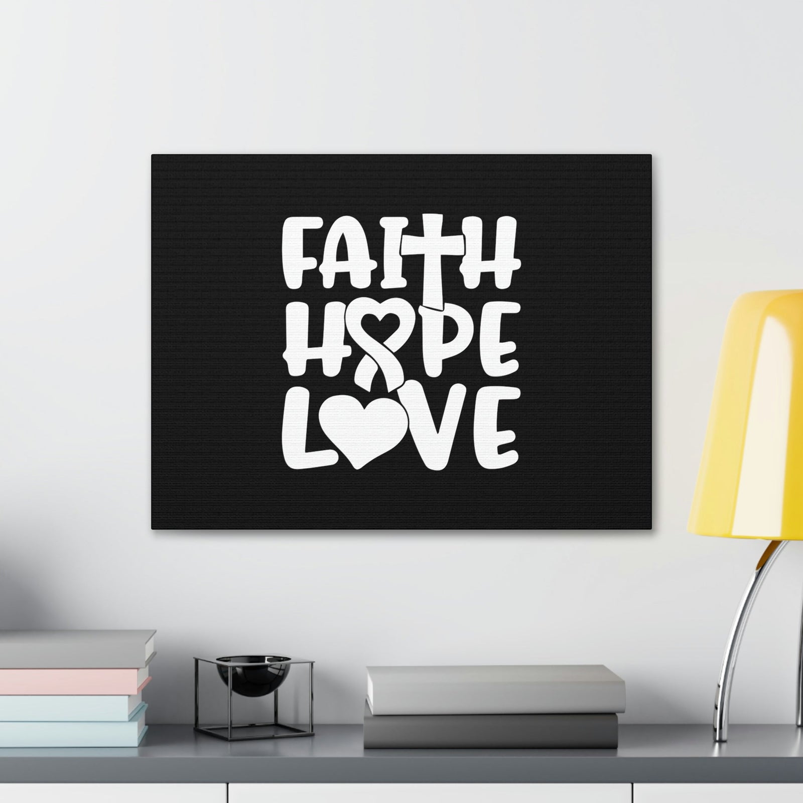 Scripture Walls Faith, Hope, Love 1 Corinthians 13:13 Ribbon Christian Wall Art Bible Verse Print Ready to Hang Unframed-Express Your Love Gifts