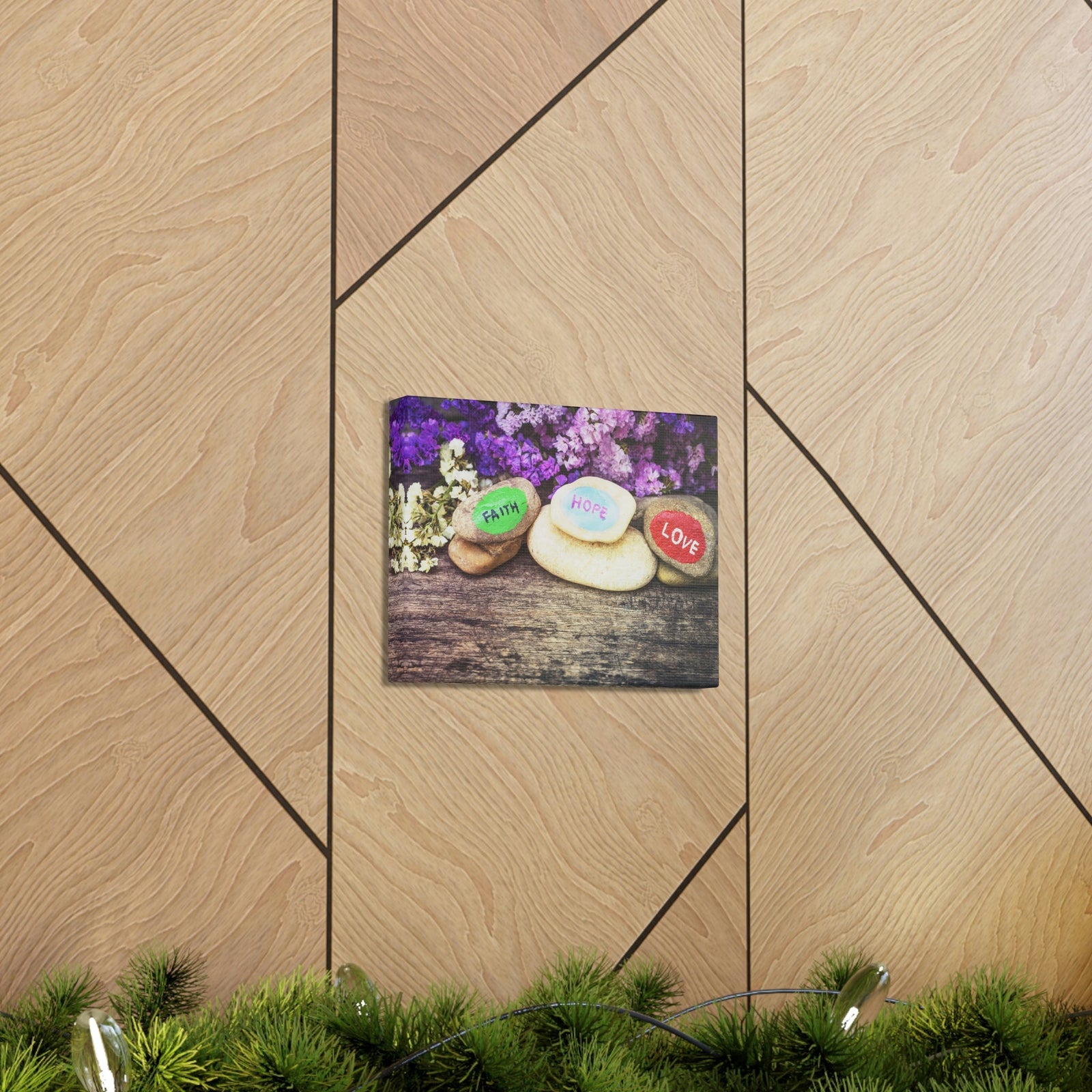 Scripture Walls Faith, Hope, Love 1 Corinthians 13:13 Stones Christian Wall Art Bible Verse Print Ready to Hang Unframed-Express Your Love Gifts