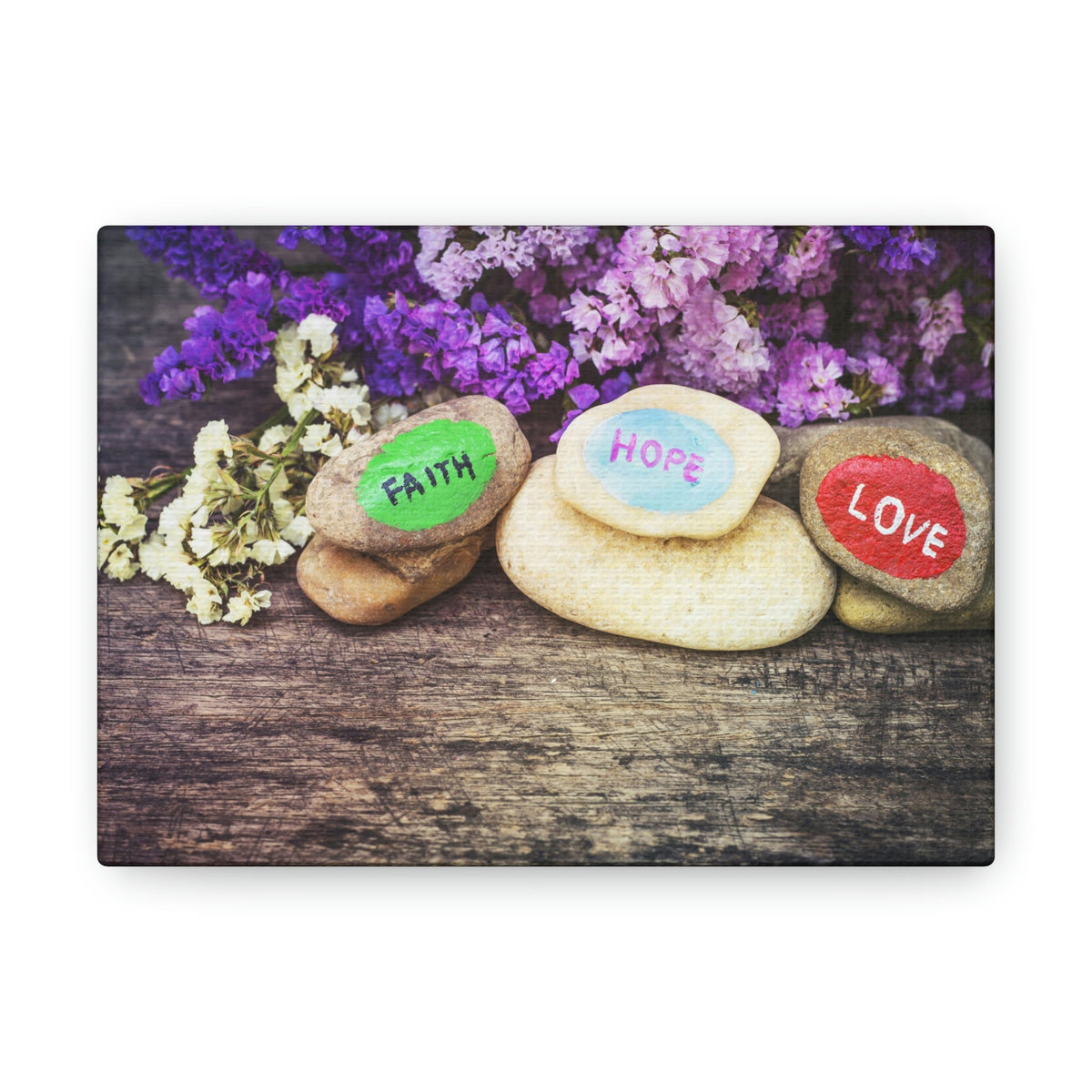 Scripture Walls Faith, Hope, Love 1 Corinthians 13:13 Stones Christian Wall Art Bible Verse Print Ready to Hang Unframed-Express Your Love Gifts