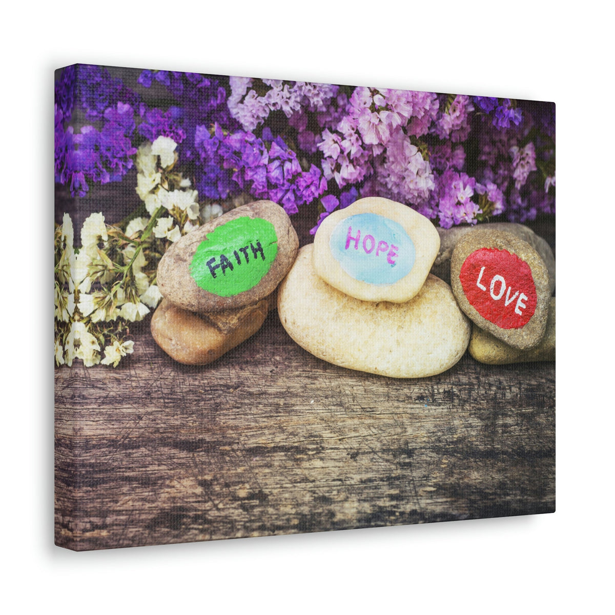 Scripture Walls Faith, Hope, Love 1 Corinthians 13:13 Stones Christian Wall Art Bible Verse Print Ready to Hang Unframed-Express Your Love Gifts