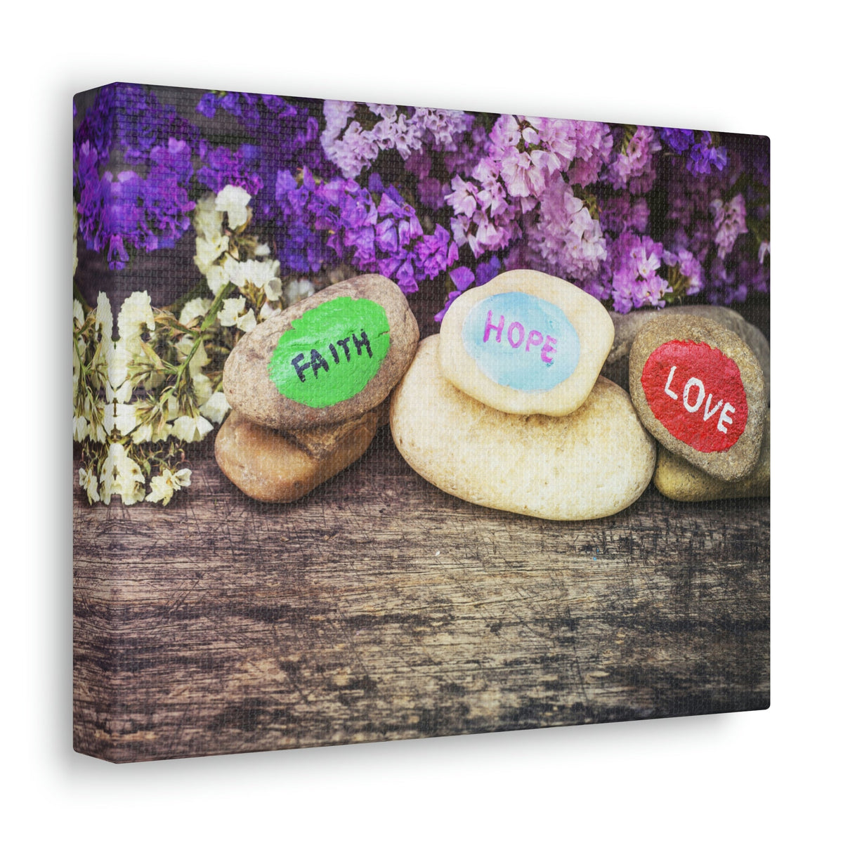 Scripture Walls Faith, Hope, Love 1 Corinthians 13:13 Stones Christian Wall Art Bible Verse Print Ready to Hang Unframed-Express Your Love Gifts