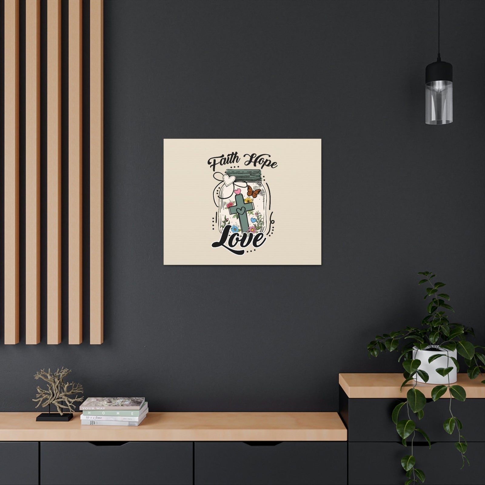 Scripture Walls Faith, Hope, Love Cross In A Jar 1 Corinthians 13:13 Bible Verse Canvas Christian Wall Art Ready to Hang Unframed-Express Your Love Gifts