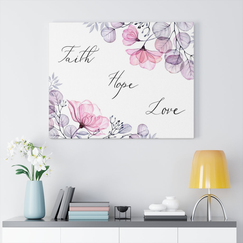Scripture Walls Faith Hope Love Flowers Bible Verse Canvas Christian Wall Art Ready to Hang Unframed-Express Your Love Gifts