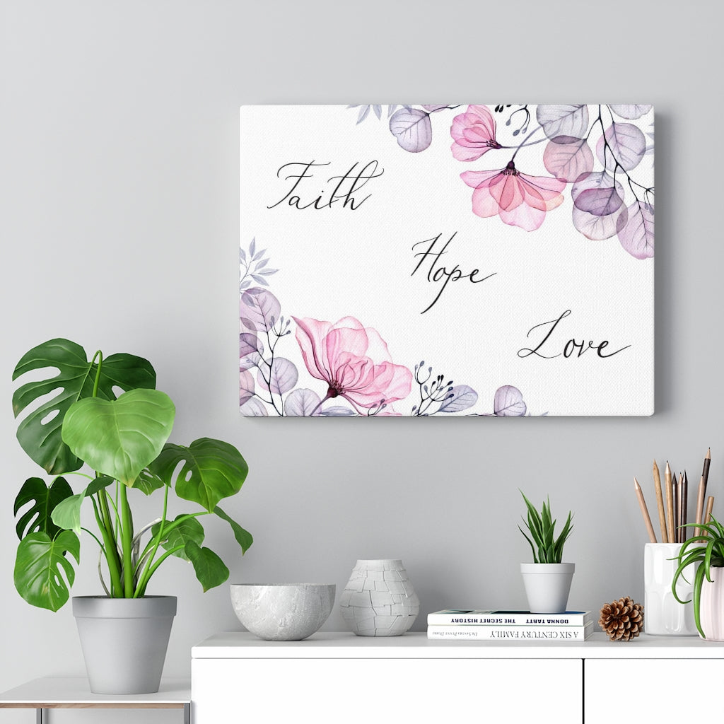 Scripture Walls Faith Hope Love Flowers Bible Verse Canvas Christian Wall Art Ready to Hang Unframed-Express Your Love Gifts