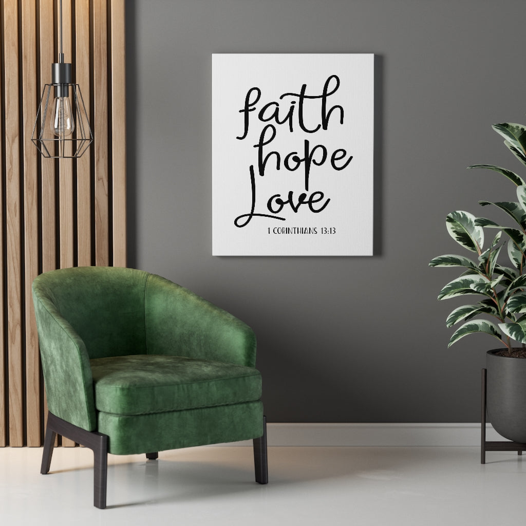 Scripture Walls Faith Hope Love Thin 1 Corinthians 13:13 Bible Verse Canvas Christian Wall Art Ready to Hang Unframed-Express Your Love Gifts