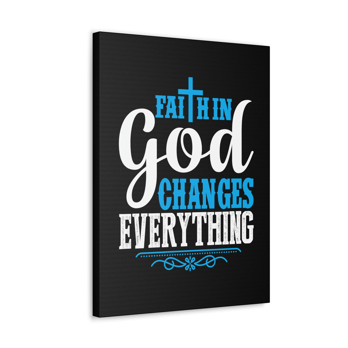 Scripture Walls Faith In God Changes Everything 2 Corinthians 5:17 Blue Christian Wall Art Bible Verse Print Ready to Hang Unframed-Express Your Love Gifts