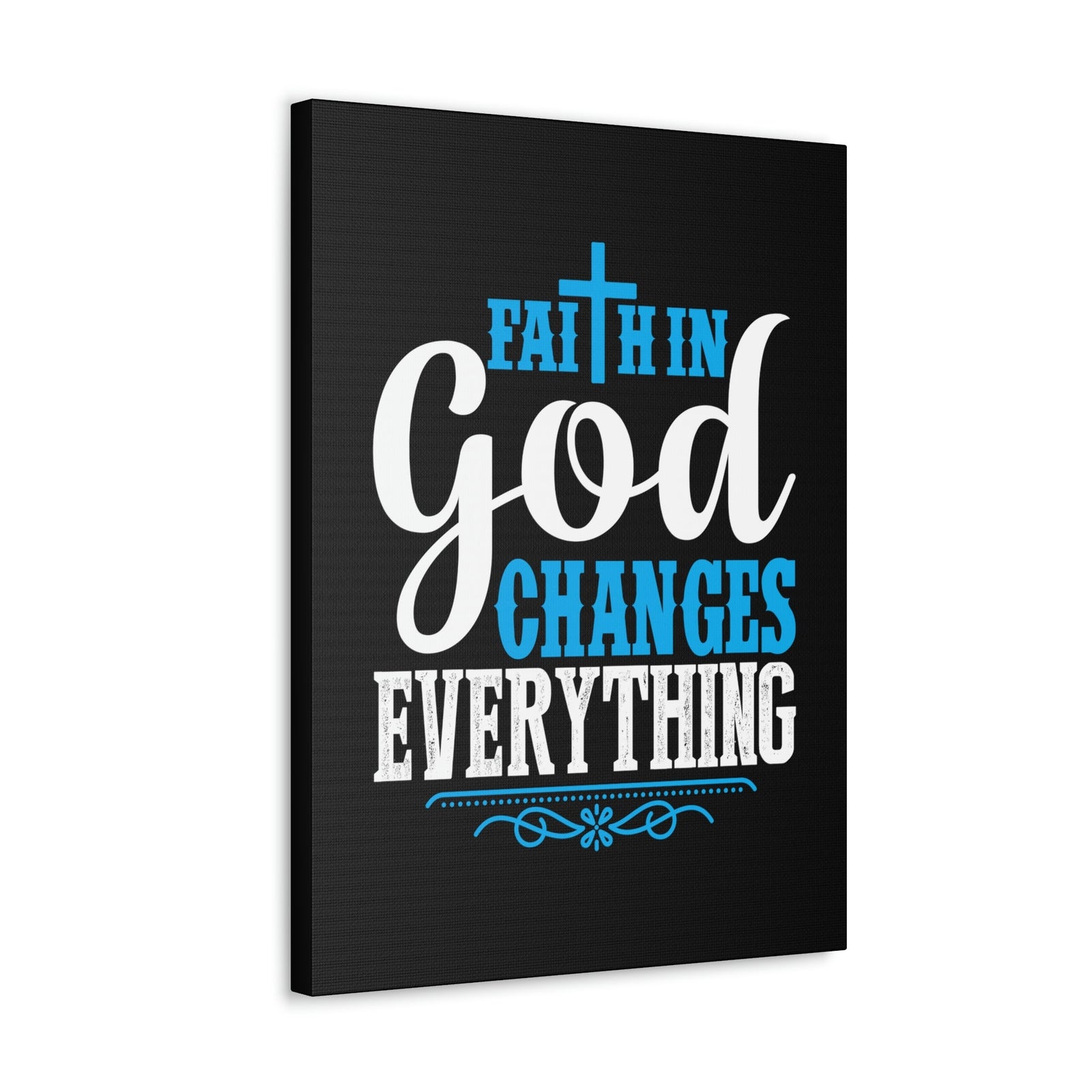 Scripture Walls Faith In God Changes Everything 2 Corinthians 5:17 Blue Christian Wall Art Bible Verse Print Ready to Hang Unframed-Express Your Love Gifts