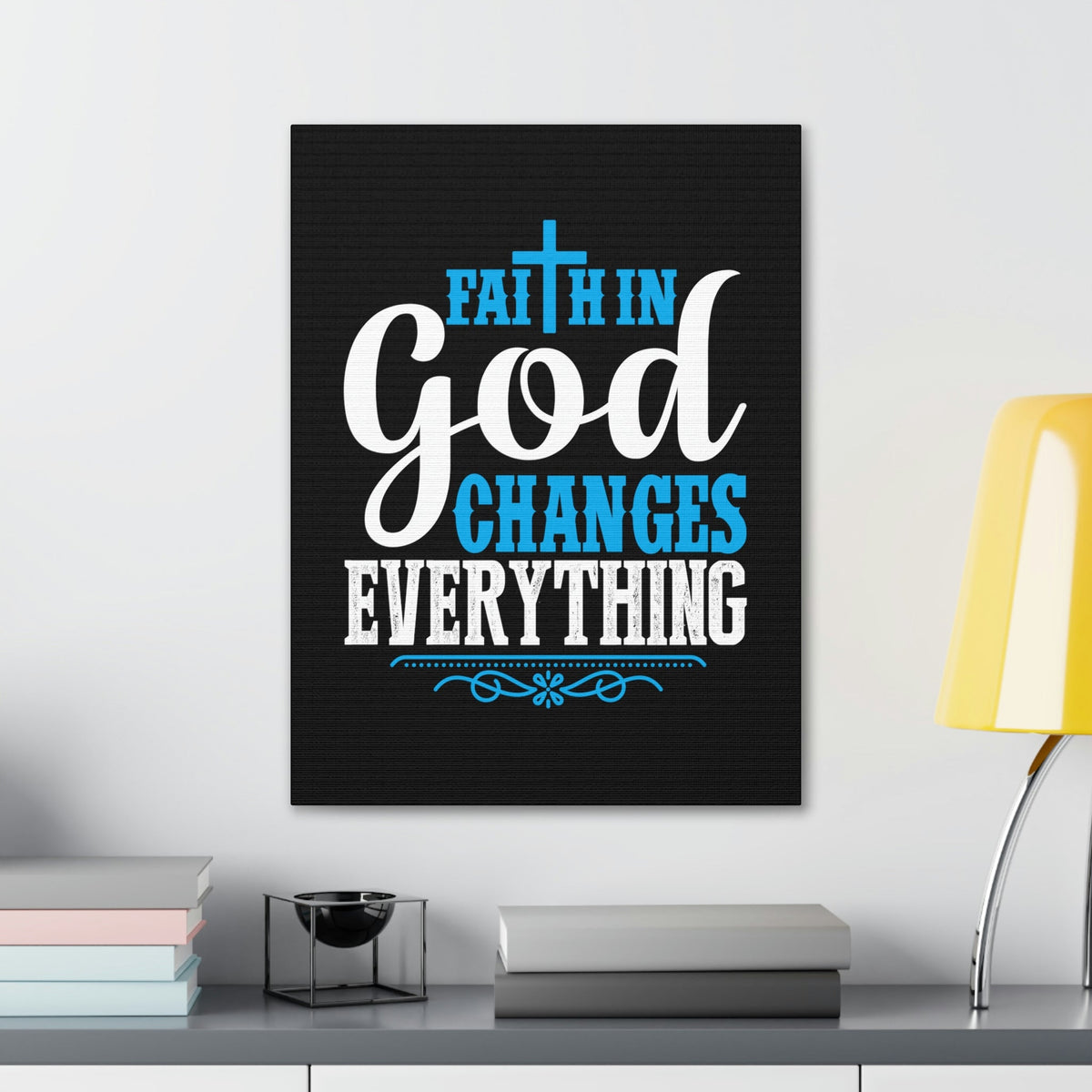 Scripture Walls Faith In God Changes Everything 2 Corinthians 5:17 Blue Christian Wall Art Bible Verse Print Ready to Hang Unframed-Express Your Love Gifts
