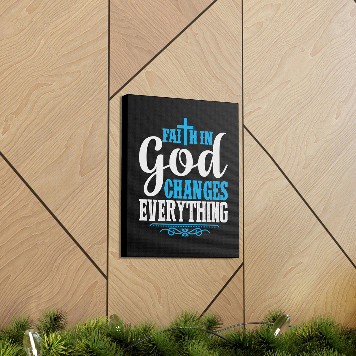 Scripture Walls Faith In God Changes Everything 2 Corinthians 5:17 Blue Christian Wall Art Bible Verse Print Ready to Hang Unframed-Express Your Love Gifts