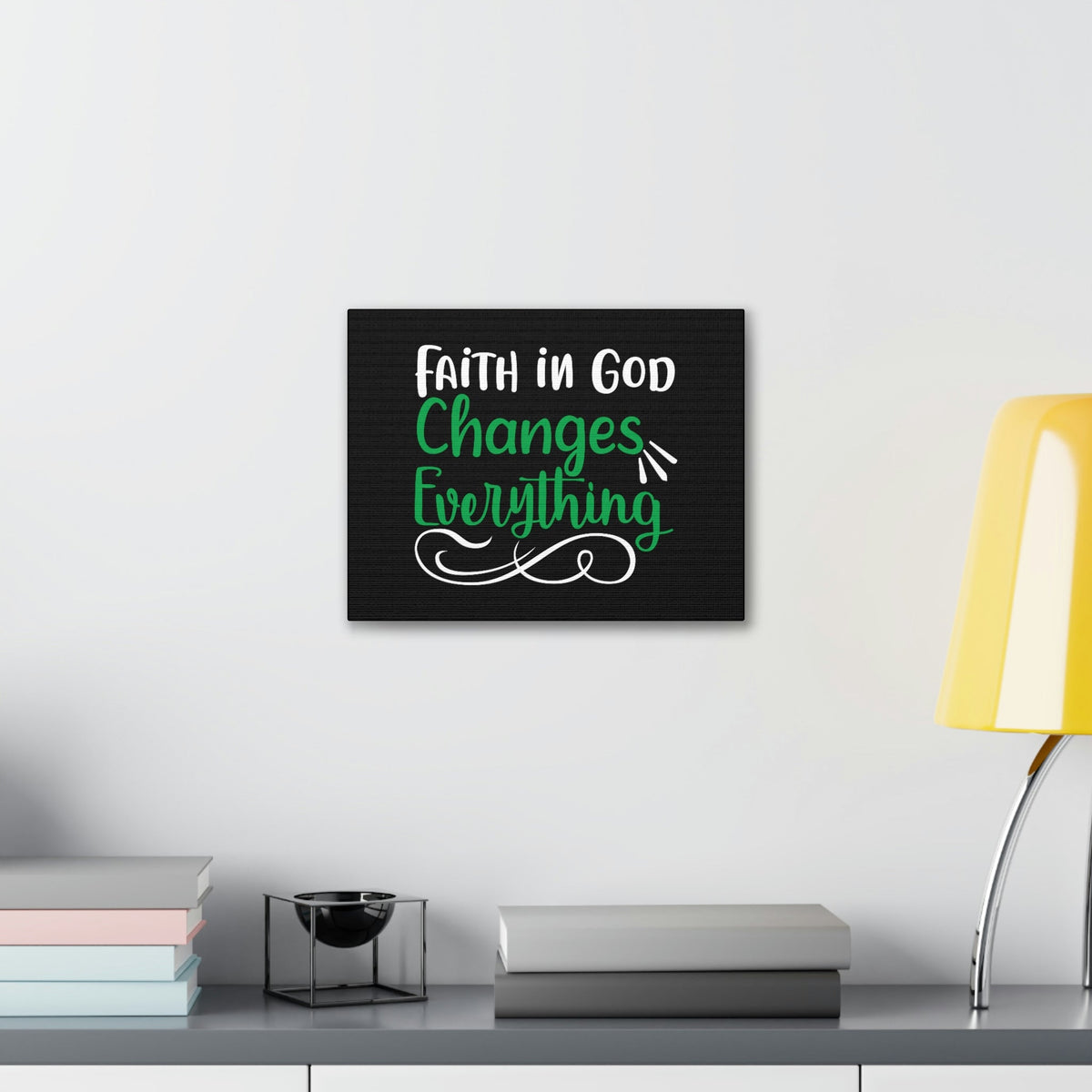 Scripture Walls Faith In God Changes Everything 2 Corinthians 5:17 Green Christian Wall Art Bible Verse Print Ready to Hang Unframed-Express Your Love Gifts