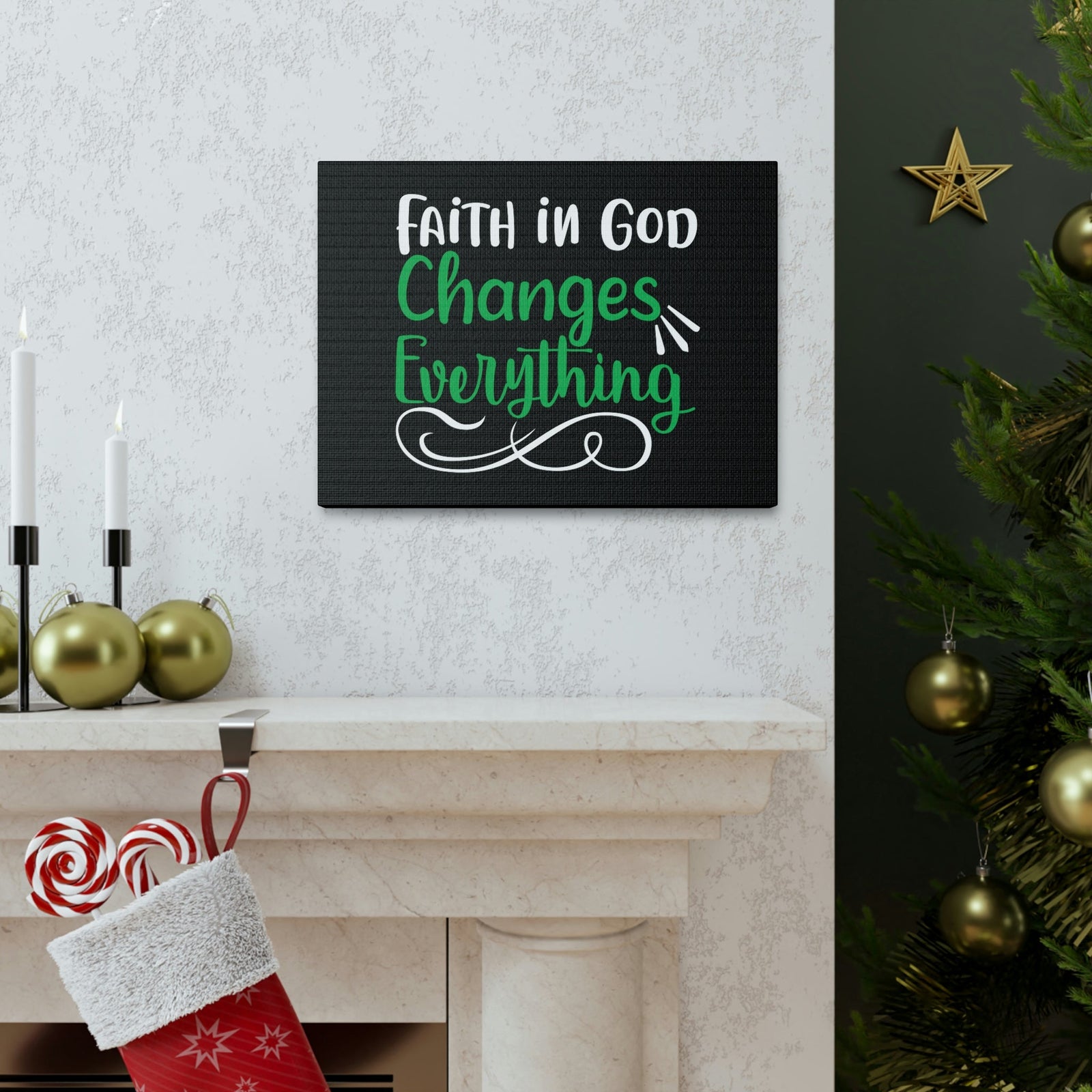 Scripture Walls Faith In God Changes Everything 2 Corinthians 5:17 Green Christian Wall Art Bible Verse Print Ready to Hang Unframed-Express Your Love Gifts