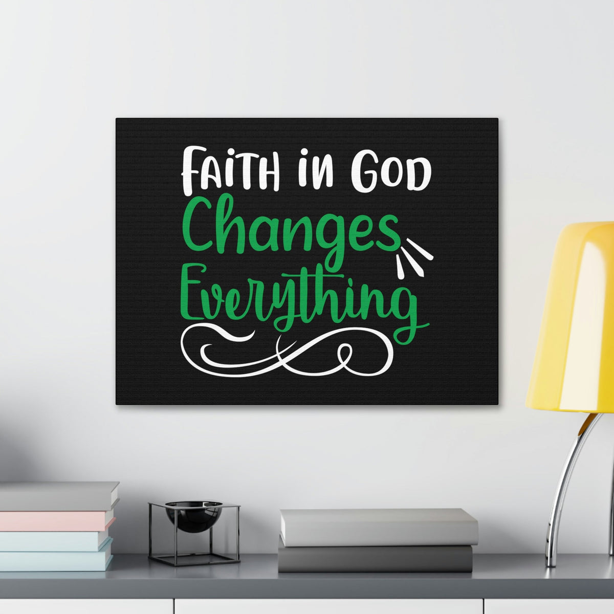 Scripture Walls Faith In God Changes Everything 2 Corinthians 5:17 Green Christian Wall Art Bible Verse Print Ready to Hang Unframed-Express Your Love Gifts