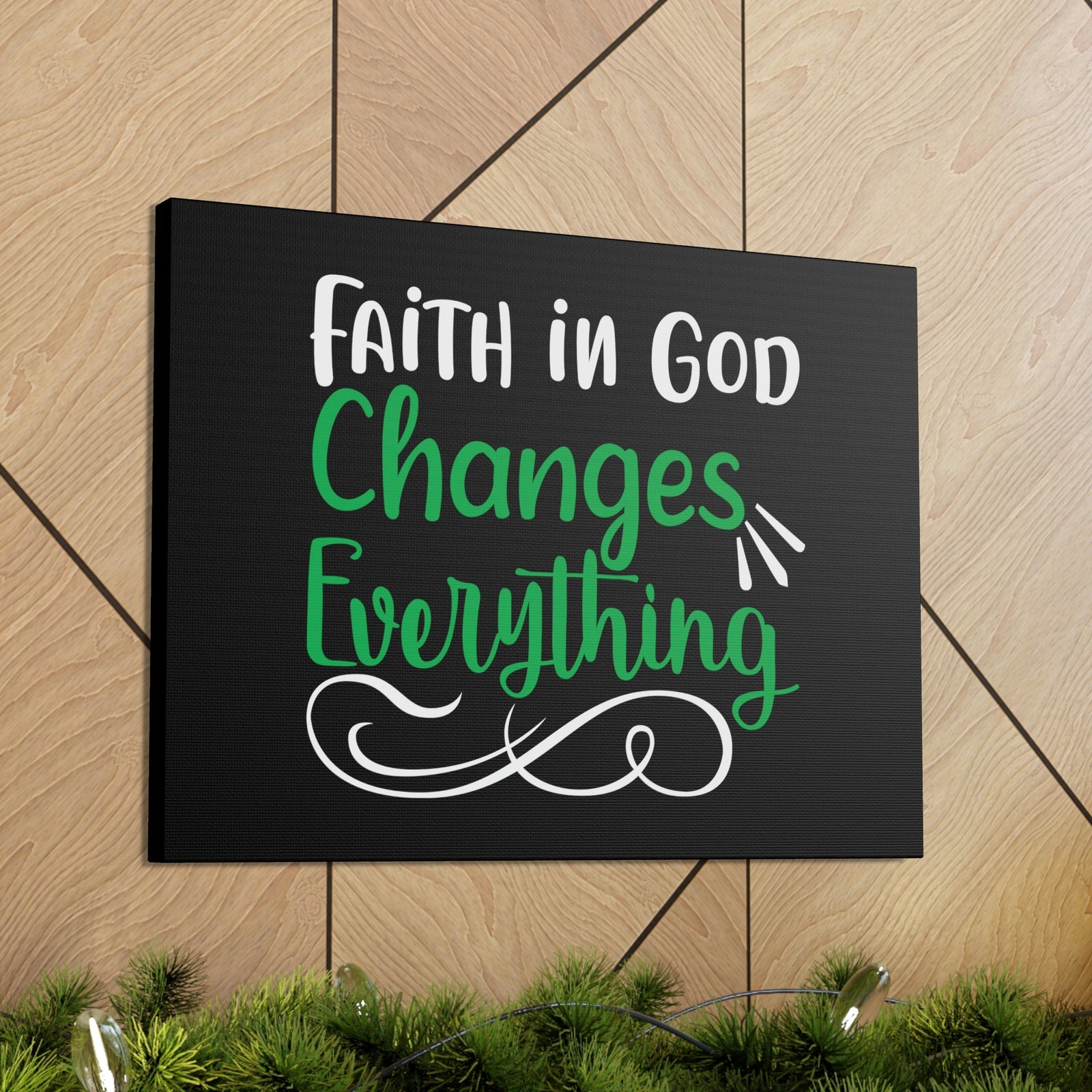 Scripture Walls Faith In God Changes Everything 2 Corinthians 5:17 Green Christian Wall Art Bible Verse Print Ready to Hang Unframed-Express Your Love Gifts