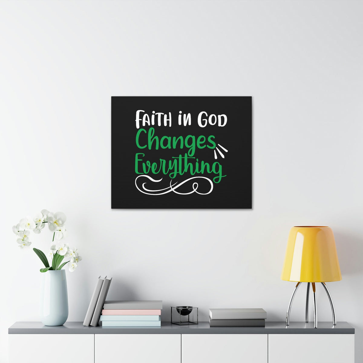 Scripture Walls Faith In God Changes Everything 2 Corinthians 5:17 Green Christian Wall Art Bible Verse Print Ready to Hang Unframed-Express Your Love Gifts