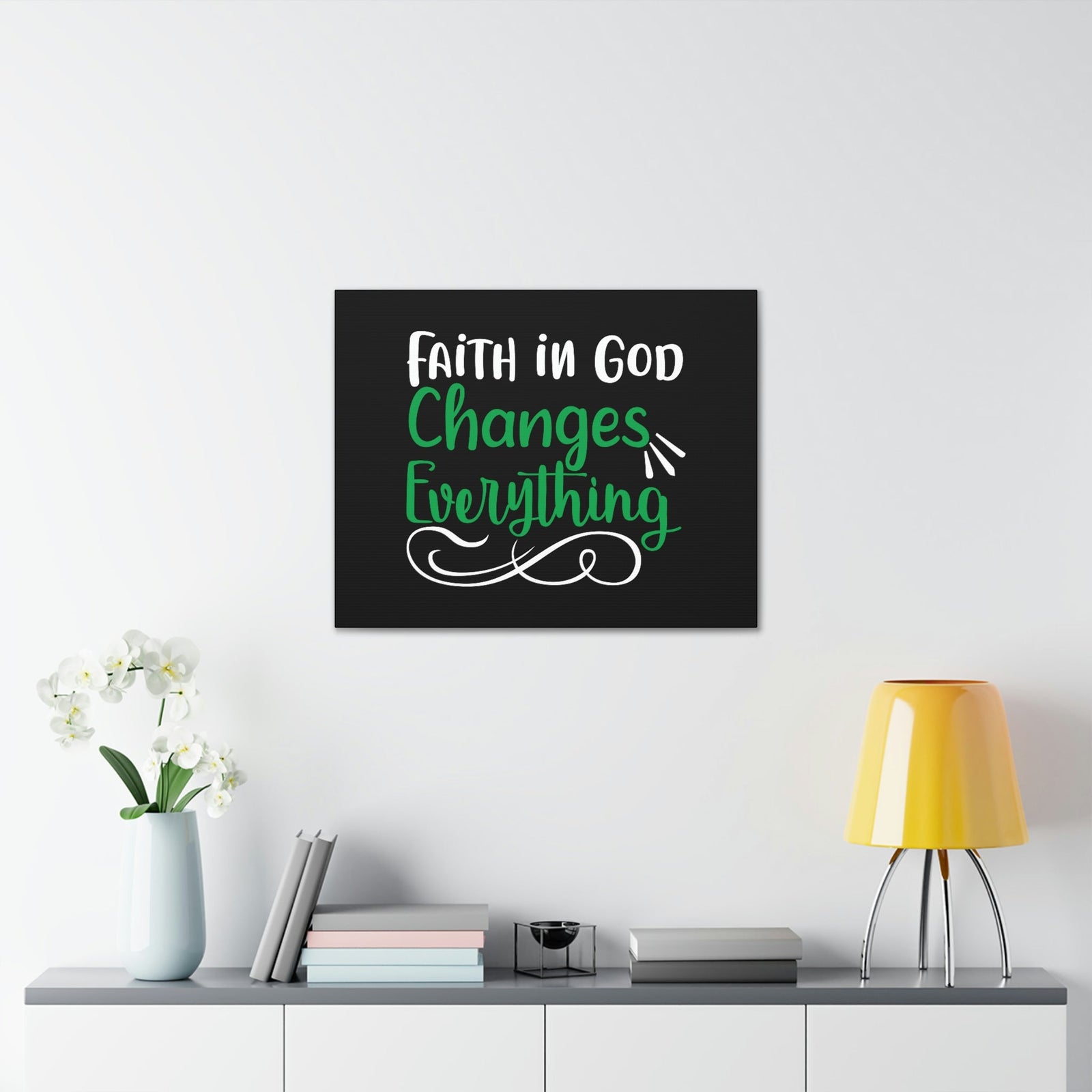 Scripture Walls Faith In God Changes Everything 2 Corinthians 5:17 Green Christian Wall Art Bible Verse Print Ready to Hang Unframed-Express Your Love Gifts