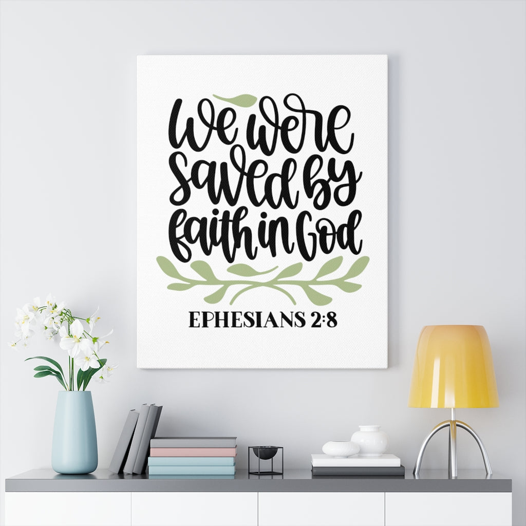Scripture Walls Faith In God Ephesians 2:8 Bible Verse Canvas Christian Wall Art Ready to Hang Unframed-Express Your Love Gifts
