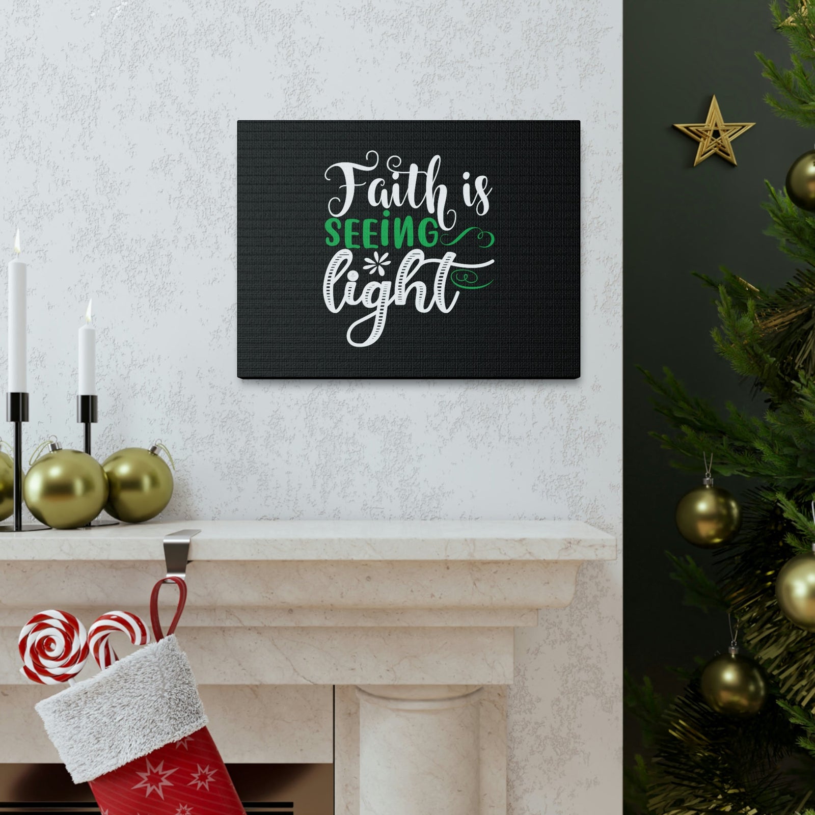 Scripture Walls Faith Is Seeing Light John 8:12 Green Christian Wall Art Bible Verse Print Ready to Hang Unframed-Express Your Love Gifts