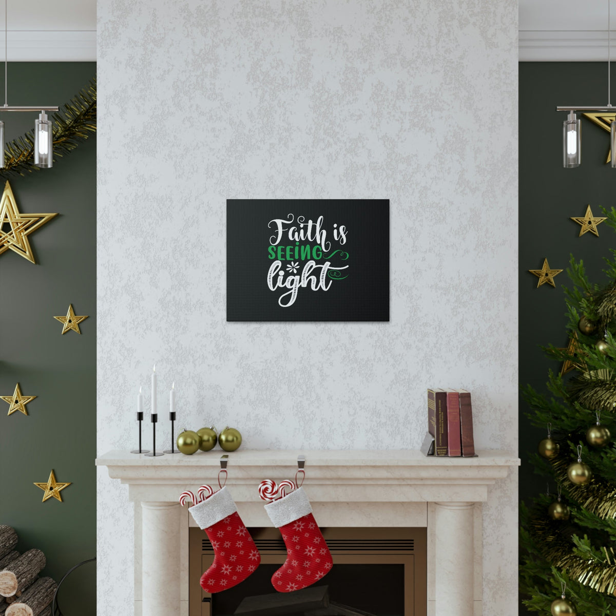 Scripture Walls Faith Is Seeing Light John 8:12 Green Christian Wall Art Bible Verse Print Ready to Hang Unframed-Express Your Love Gifts