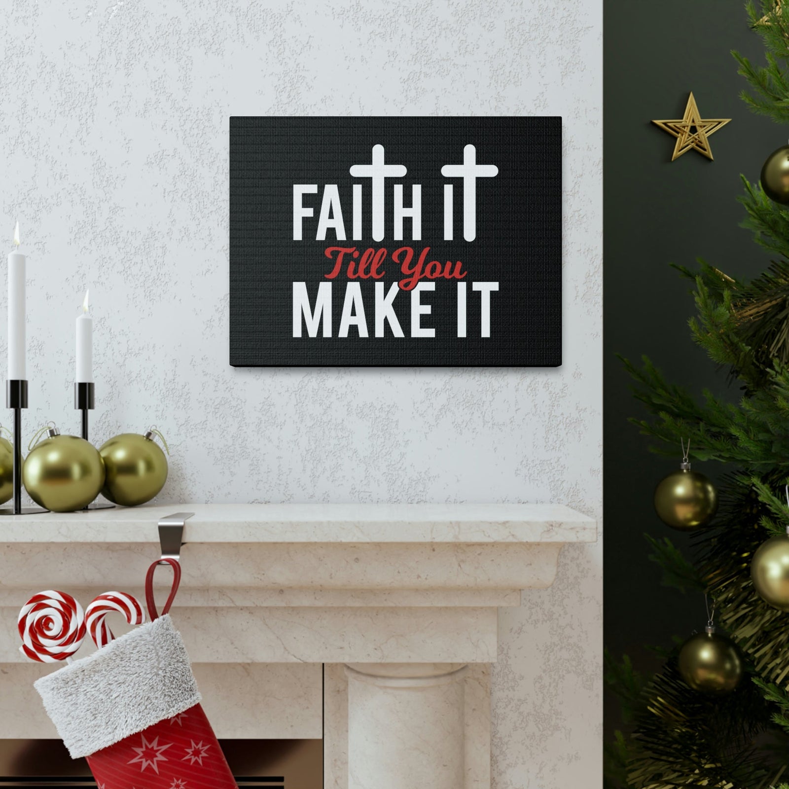 Scripture Walls Faith It Till You Make It Hebrews 11:1 Red Christian Wall Art Bible Verse Print Ready to Hang Unframed-Express Your Love Gifts