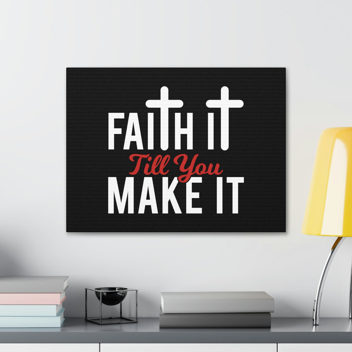 Scripture Walls Faith It Till You Make It Hebrews 11:1 Red Christian Wall Art Bible Verse Print Ready to Hang Unframed-Express Your Love Gifts