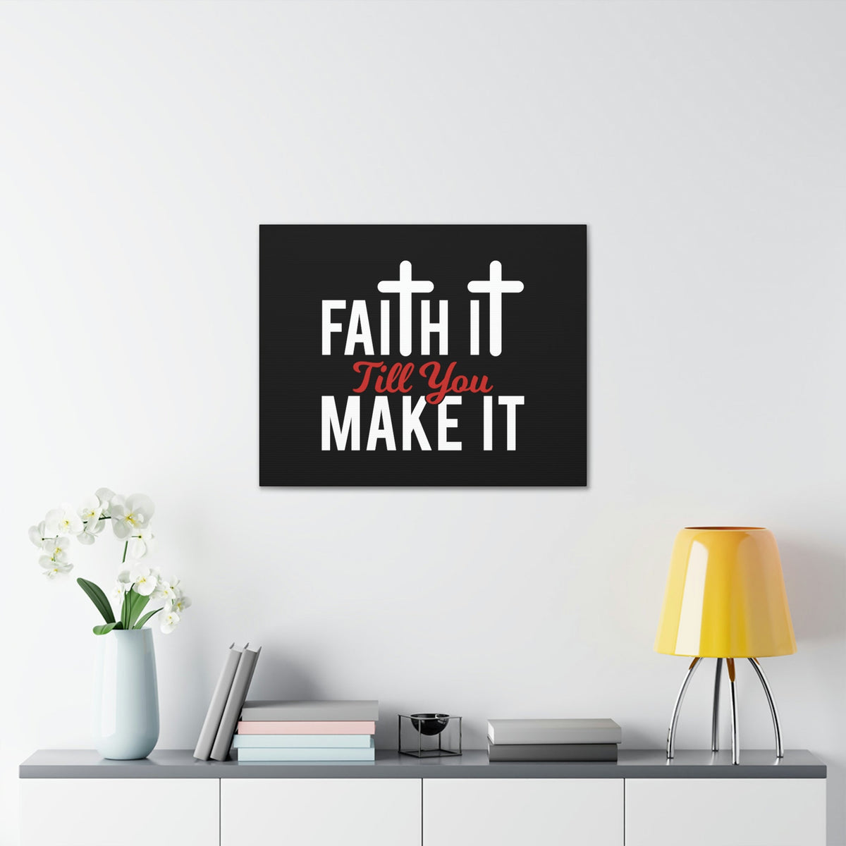 Scripture Walls Faith It Till You Make It Hebrews 11:1 Red Christian Wall Art Bible Verse Print Ready to Hang Unframed-Express Your Love Gifts