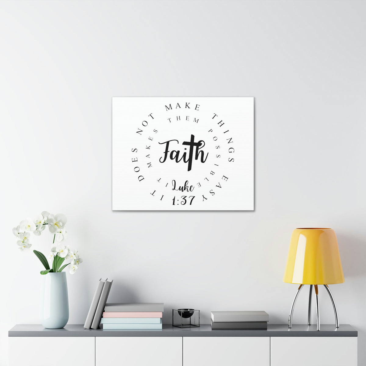 Scripture Walls Faith Luke 1:37 Bible Verse Canvas Christian Wall Art Ready to Hang Unframed-Express Your Love Gifts