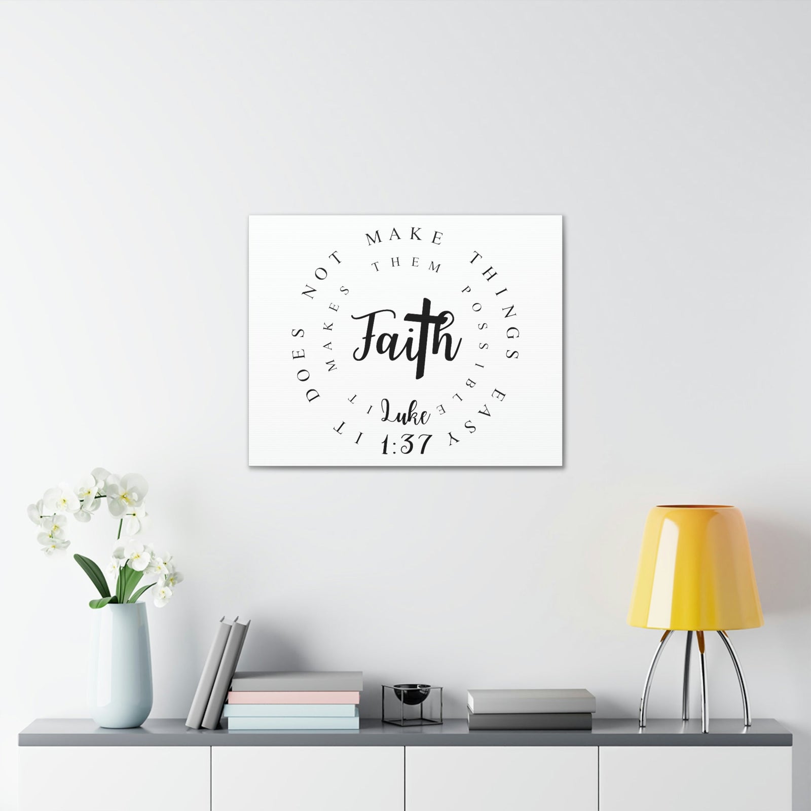 Scripture Walls Faith Luke 1:37 Bible Verse Canvas Christian Wall Art Ready to Hang Unframed-Express Your Love Gifts