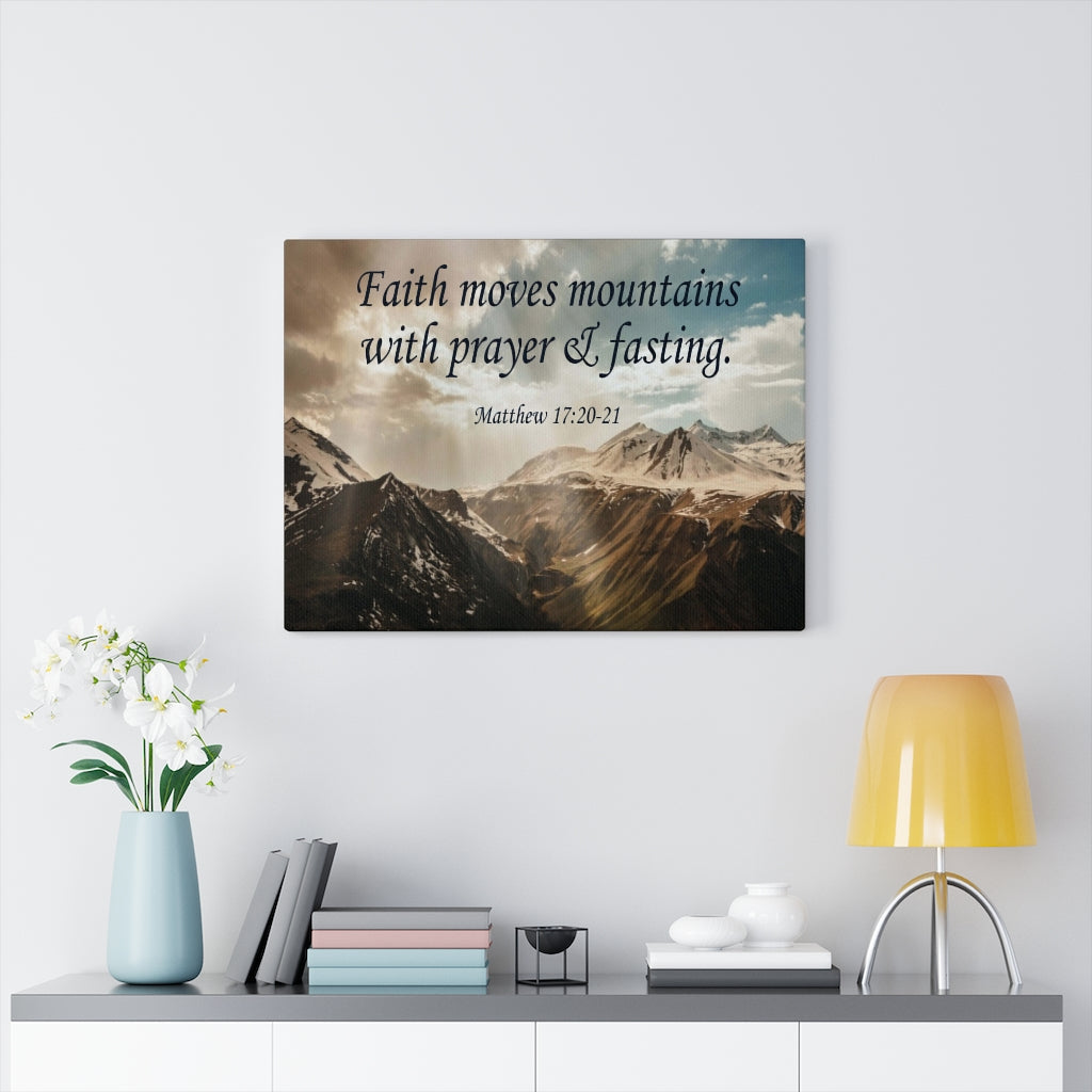 Scripture Walls Faith Moves Mountains Matthew 17:20-21 Bible Verse Canvas Christian Wall Art Ready to Hang Unframed-Express Your Love Gifts