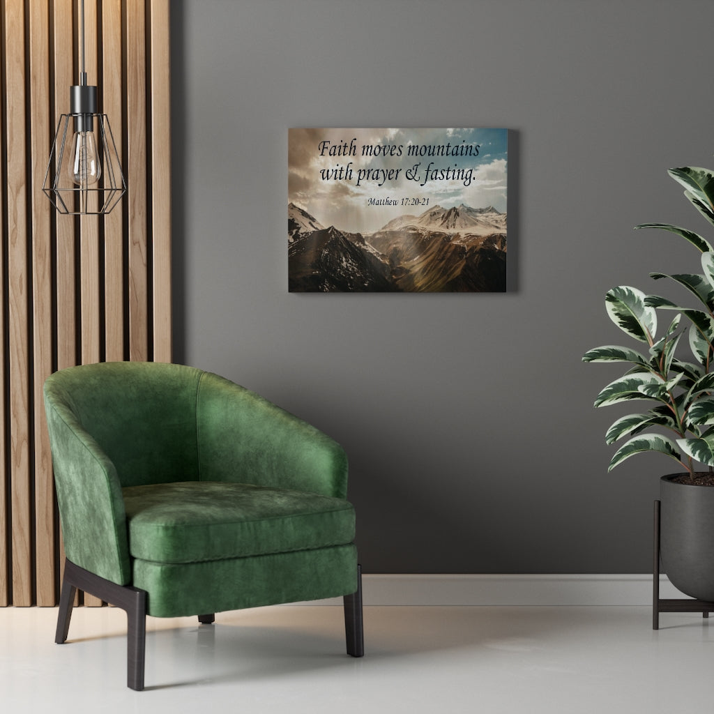 Scripture Walls Faith Moves Mountains Matthew 17:20-21 Bible Verse Canvas Christian Wall Art Ready to Hang Unframed-Express Your Love Gifts
