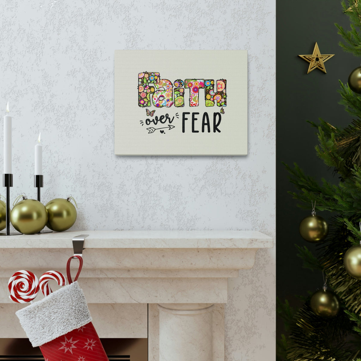 Scripture Walls Faith Over Fear Floral Lamentations 3:57 Bible Verse Canvas Christian Wall Art Ready to Hang Unframed-Express Your Love Gifts