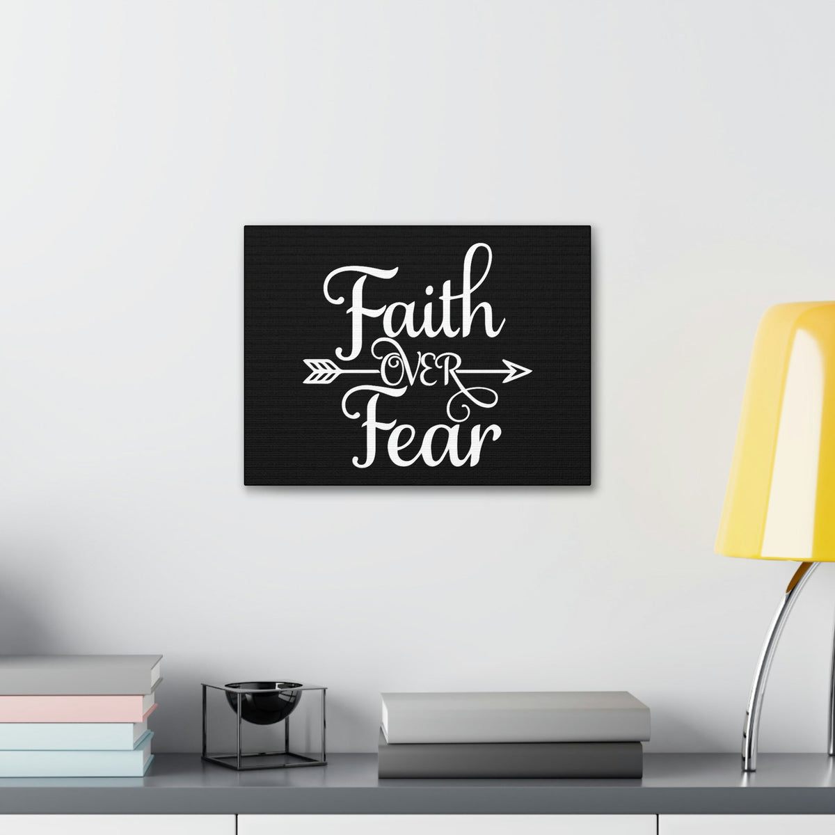Scripture Walls Faith Over Fear Mark 4:40 Arrow Cursive Christian Wall Art Bible Verse Print Ready to Hang Unframed-Express Your Love Gifts