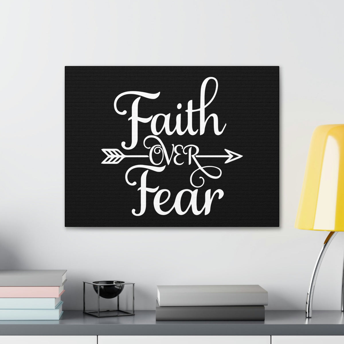 Scripture Walls Faith Over Fear Mark 4:40 Arrow Cursive Christian Wall Art Bible Verse Print Ready to Hang Unframed-Express Your Love Gifts
