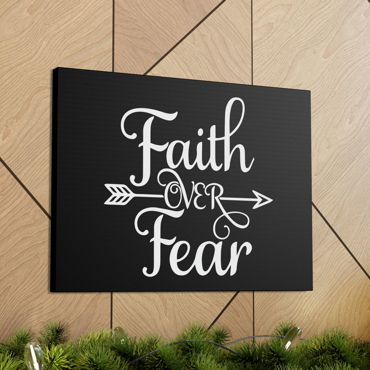 Scripture Walls Faith Over Fear Mark 4:40 Arrow Cursive Christian Wall Art Bible Verse Print Ready to Hang Unframed-Express Your Love Gifts