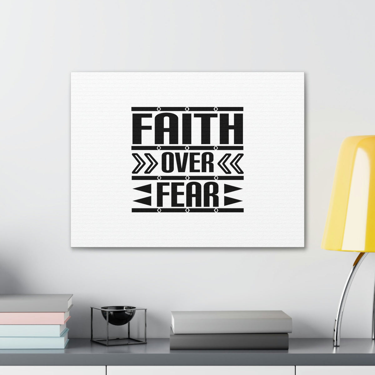 Scripture Walls Faith Over Fear Mark 4:40 Arrow White Christian Wall Art Bible Verse Print Ready to Hang Unframed-Express Your Love Gifts