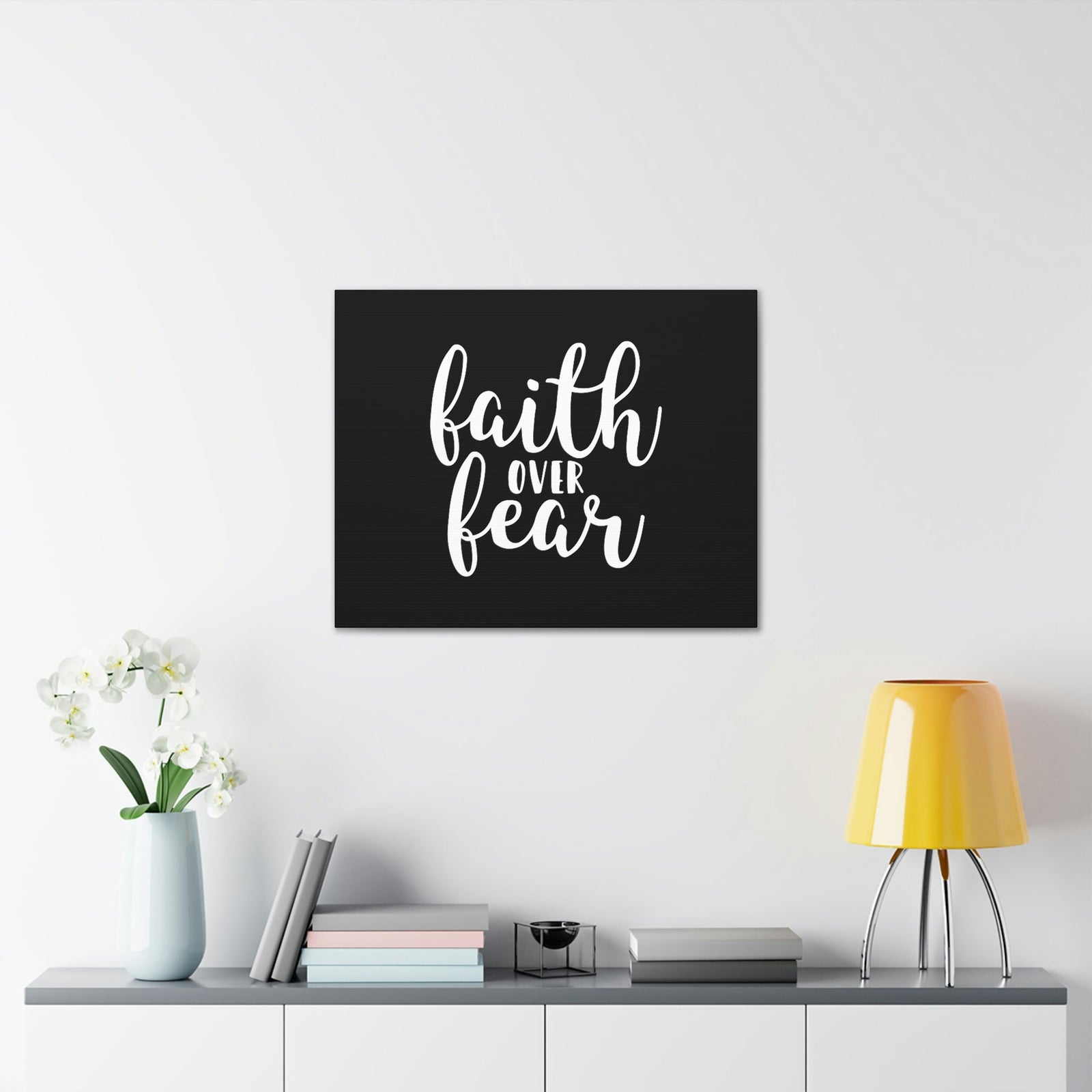 Scripture Walls Faith Over Fear Mark 4:40 Black And White Christian Wall Art Bible Verse Print Ready to Hang Unframed-Express Your Love Gifts