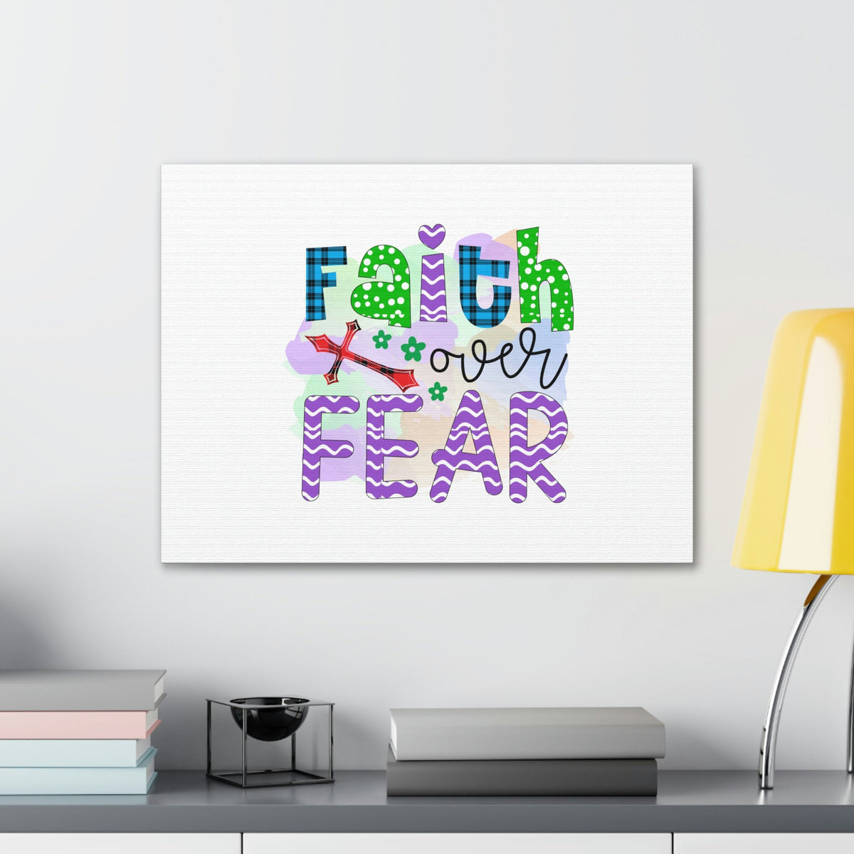 Scripture Walls Faith Over Fear Mark 4:40 Colorful Christian Wall Art Bible Verse Print Ready to Hang Unframed-Express Your Love Gifts