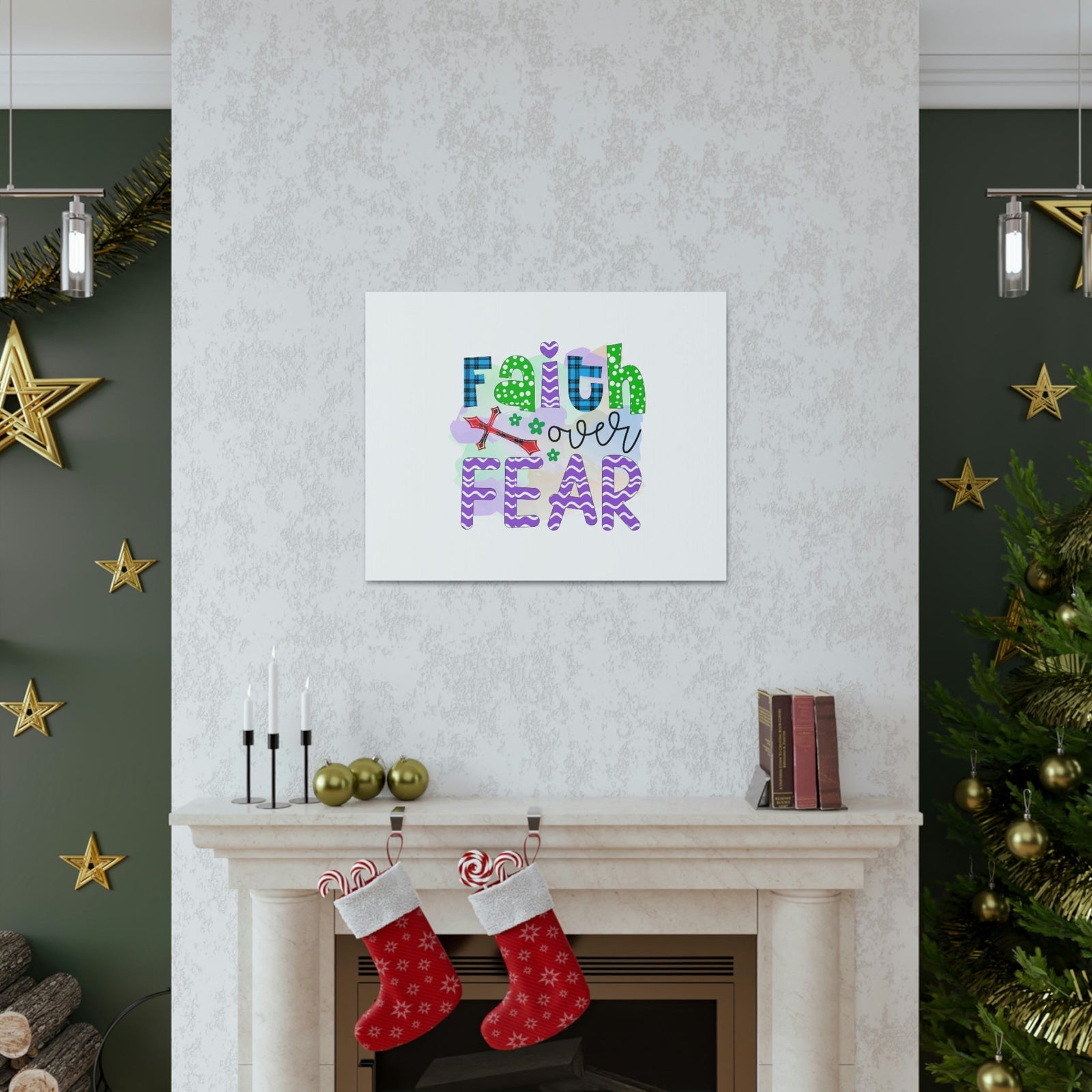 Scripture Walls Faith Over Fear Mark 4:40 Colorful Christian Wall Art Bible Verse Print Ready to Hang Unframed-Express Your Love Gifts